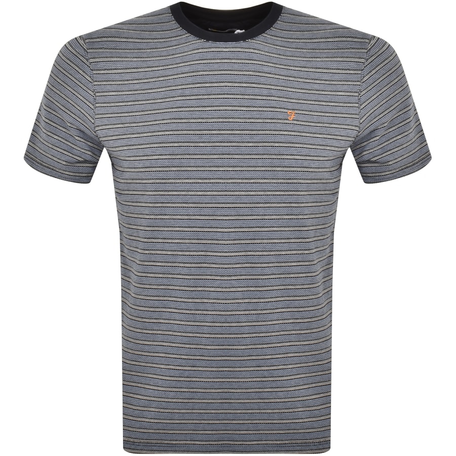 Farah Wilmot Stripe T Shirt Navy | Mainline Menswear United